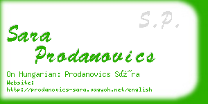sara prodanovics business card